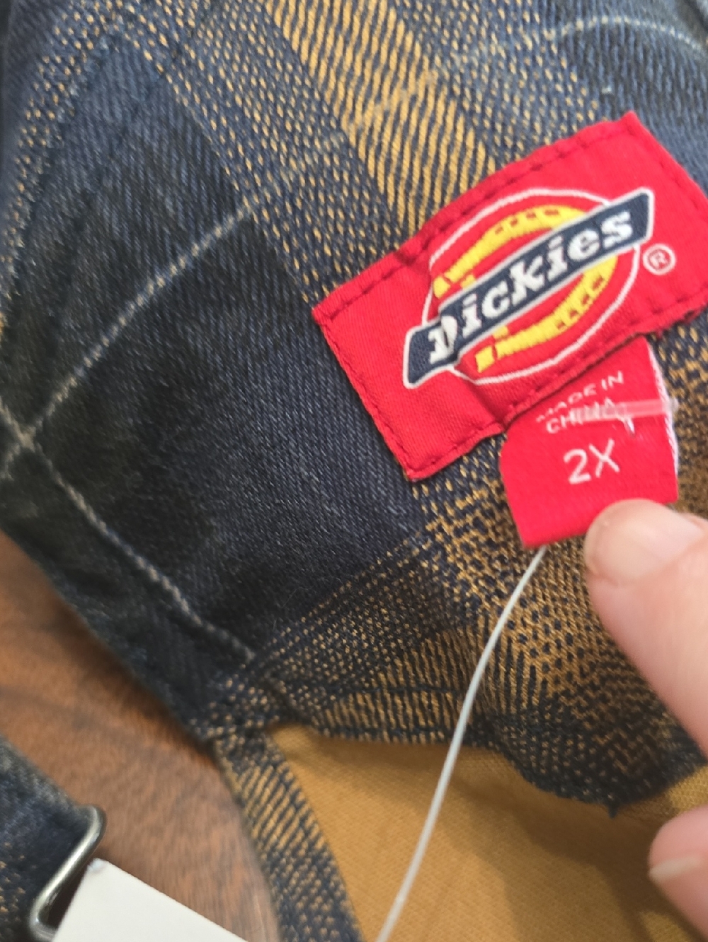 Dickies 2x Plus Navy and Mustard Plaid Overall Dress Nwt - Picture 4 of 4